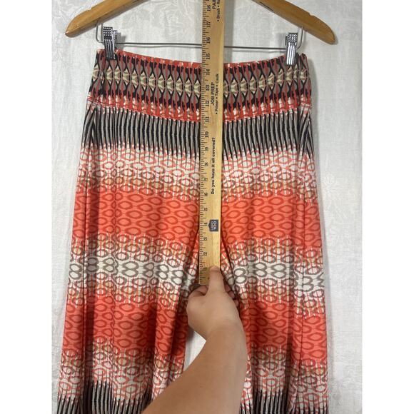 Coco Bianco Palazzo Pants Medium Orange Black Tan Geometric Print Wide Leg - Picture 4 of 9